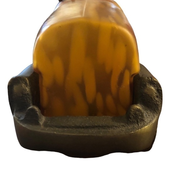 Vintage Car Accent Lamp Night Lite Mottled Glass & Brass Corded Soft Glow Heavy - Picture 5 of 10